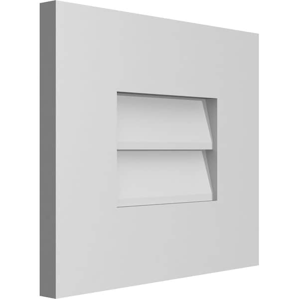 Ekena Millwork Vertical Surface Mount PVC Gable Vent: Non-Functional, w/ 3-1/2"W x 1"P Standard Frame, 14"W x 12"H - GVPVE14X1201SN