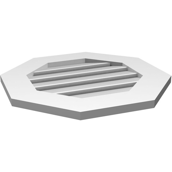 Ekena Millwork Octagonal Surface Mount PVC Gable Vent: Functional, w/ 3-1/2"W x 1"P Standard Frame, 22"W x 22"H - GVPOC22X2201SF