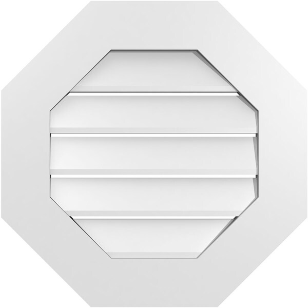 Ekena Millwork Octagonal Surface Mount PVC Gable Vent: Functional, w/ 3-1/2"W x 1"P Standard Frame, 22"W x 22"H - GVPOC22X2201SF
