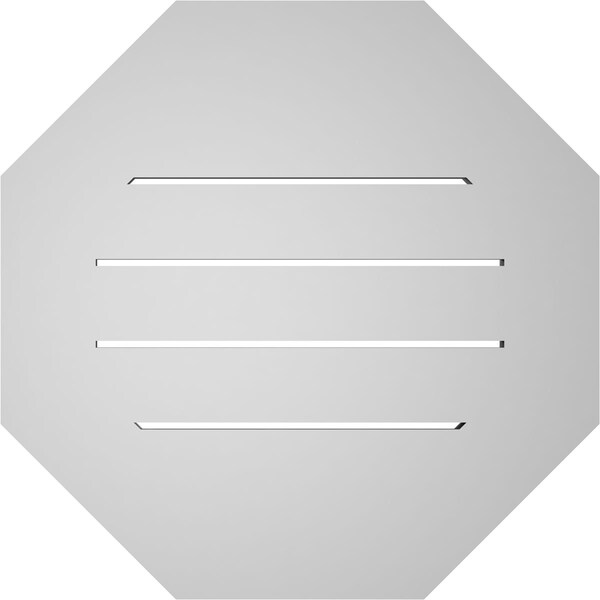 Ekena Millwork Octagonal Surface Mount PVC Gable Vent: Functional, w/ 3-1/2"W x 1"P Standard Frame, 22"W x 22"H - GVPOC22X2201SF