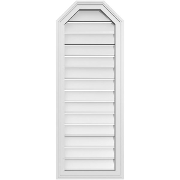 Ekena Millwork Octagonal Top Surface Mount PVC Gable Vent w/ 2"W x 1-1/2"P Brickmould Frame, 16"W x 42"H - GVPOT16X4202SF