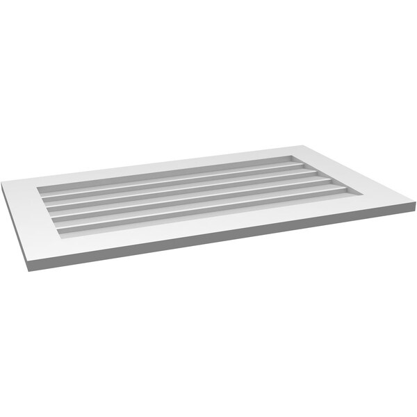 Ekena Millwork Vertical Surface Mount PVC Gable Vent: Non-Functional, w/3-1/2"W x 1"H, Standard Frame, 38"W x 22"H - GVPVE38X2201SN