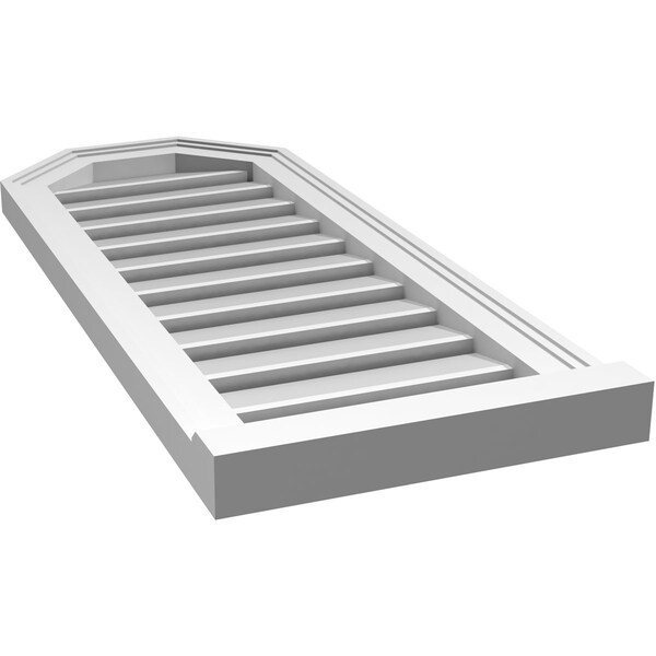 Ekena Millwork Octagonal Top Surface Mount PVC Gable Vent w/ 2"W x 2"P Brickmould Sill Frame, 14"W x 34"H - GVPOT14X3403SF