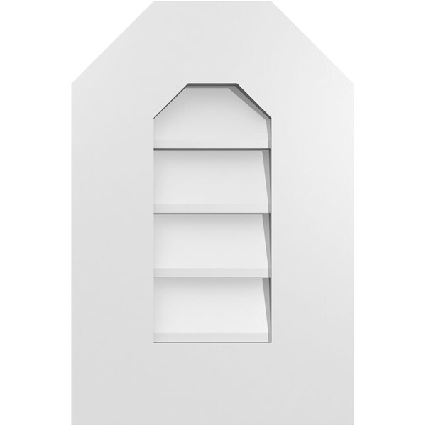 Ekena Millwork Octagonal Top Surface Mount PVC Gable Vent w/ 3-1/2"W x 1"P Standard Frame, 12"W x 18"H - GVPOT12X1801SN