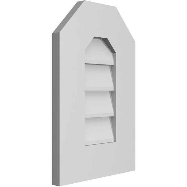 Ekena Millwork Octagonal Top Surface Mount PVC Gable Vent w/ 3-1/2"W x 1"P Standard Frame, 12"W x 18"H - GVPOT12X1801SN
