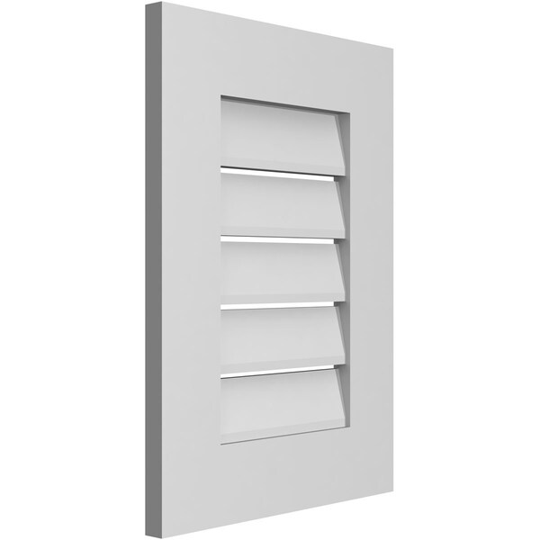 Ekena Millwork Vertical Surface Mount PVC Gable Vent: Functional, w/ 3-1/2"W x 1"P Standard Frame, 16"W x 22"H - GVPVE16X2201SF