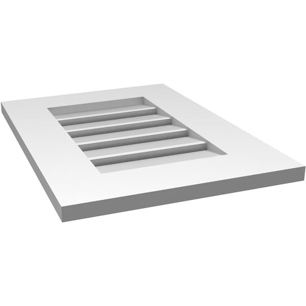 Ekena Millwork Vertical Surface Mount PVC Gable Vent: Functional, w/ 3-1/2"W x 1"P Standard Frame, 16"W x 22"H - GVPVE16X2201SF