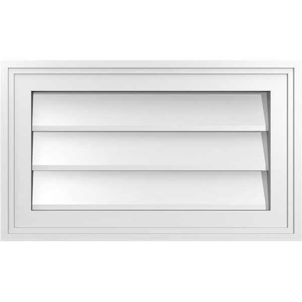 Ekena Millwork Vertical Surface Mount PVC Gable Vnt: Non-Functional, w/2"W x 1-1/2"H, Brickmould Frame, 20"W x 12"H - GVPVE20X1202SN