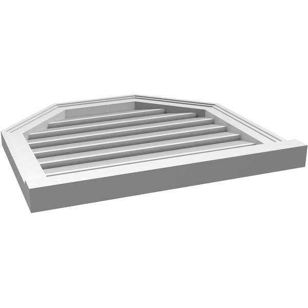 Ekena Millwork Octagonal Top Surface Mount PVC Gable Vent w/ 2"W x 2"P Brickmould Sill Frame, 24"W x 22"H - GVPOT24X2203SF