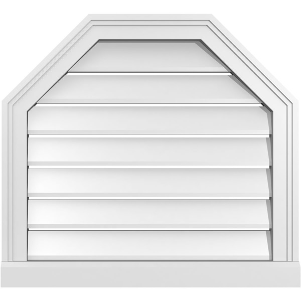 Ekena Millwork Octagonal Top Surface Mount PVC Gable Vent w/ 2"W x 2"P Brickmould Sill Frame, 24"W x 22"H - GVPOT24X2203SF