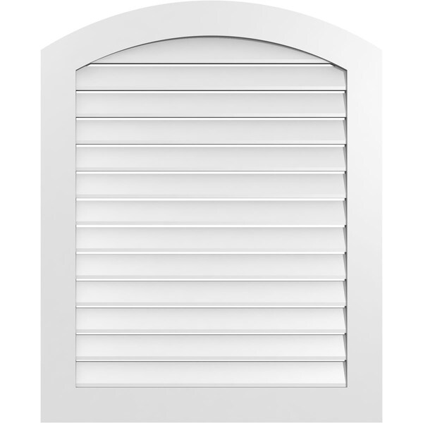 Ekena Millwork Arch Top Surface Mount PVC Gable Vent: Non-Functional, w/ 3-1/2"W x 1"P Standard Frame, 34"W x 40"H - GVPAR34X4001SN