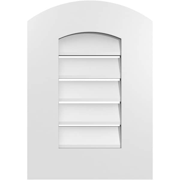 Ekena Millwork Arch Top Surface Mount PVC Gable Vent: Non-Functional, w/ 3-1/2"W x 1"P Standard Frame, 14"W x 18"H - GVPAR14X1801SN