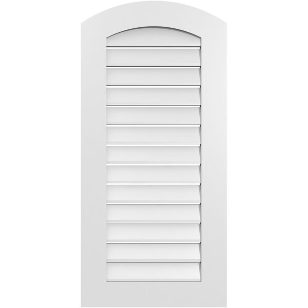 Ekena Millwork Arch Top Surface Mount PVC Gable Vent: Non-Functional, w/ 3-1/2"W x 1"P Standard Frame, 20"W x 40"H - GVPAR20X4001SN
