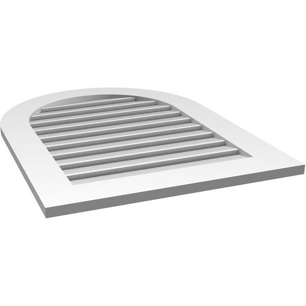 Ekena Millwork Round Top Surface Mount PVC Gable Vent: Functional, w/ 3-1/2"W x 1"P Standard Frame, 26"W x 34"H - GVPRT26X3401SF