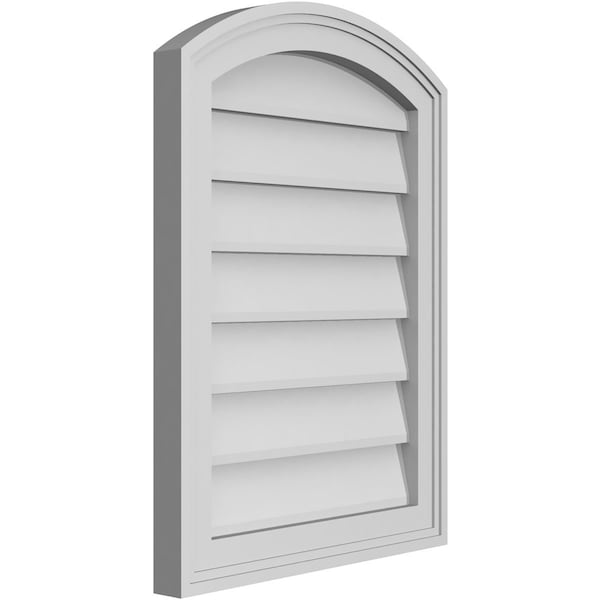 Ekena Millwork Arch Top Surface Mount PVC Gable Vent: Functional, w/ 2"W x 1-1/2"P Brickmould Frame, 18"W x 24"H - GVPAR18X2402SF