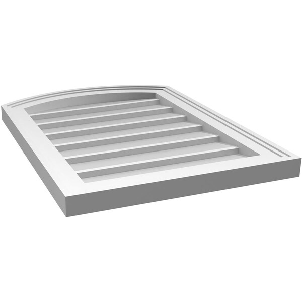 Ekena Millwork Arch Top Surface Mount PVC Gable Vent: Functional, w/ 2"W x 1-1/2"P Brickmould Frame, 18"W x 24"H - GVPAR18X2402SF