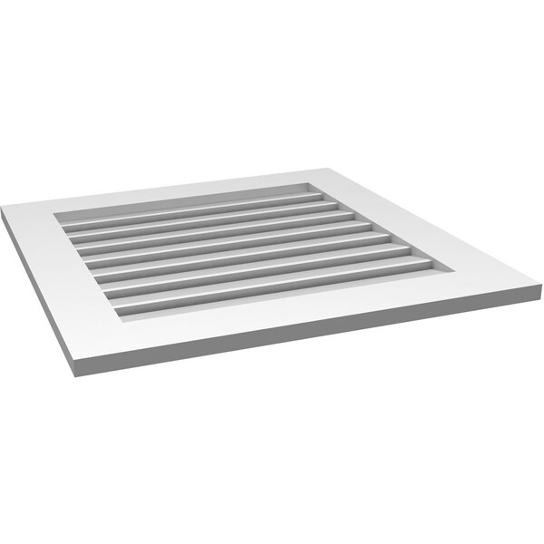 Ekena Millwork Vertical Surface Mount PVC Gable Vent: Functional, w/ 3-1/2"W x 1"P Standard Frame, 28"W x 28"H - GVPVE28X2801SF