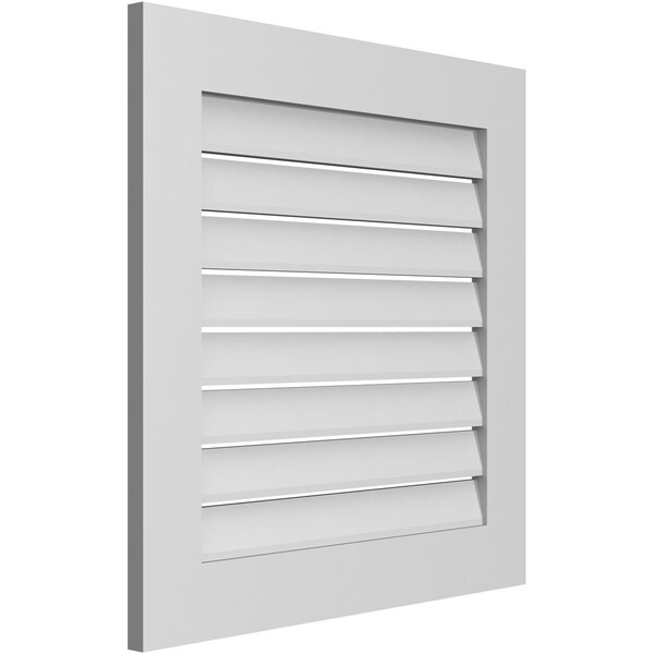 Ekena Millwork Vertical Surface Mount PVC Gable Vent: Functional, w/ 3-1/2"W x 1"P Standard Frame, 28"W x 28"H - GVPVE28X2801SF
