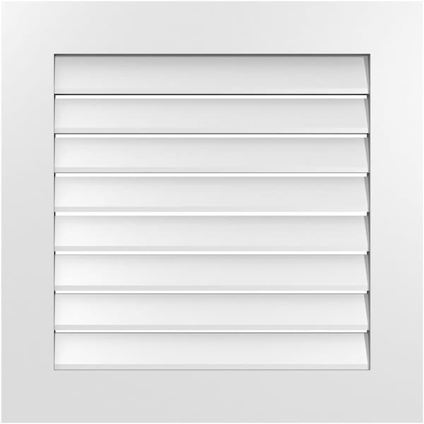 Ekena Millwork Vertical Surface Mount PVC Gable Vent: Functional, w/ 3-1/2"W x 1"P Standard Frame, 28"W x 28"H - GVPVE28X2801SF