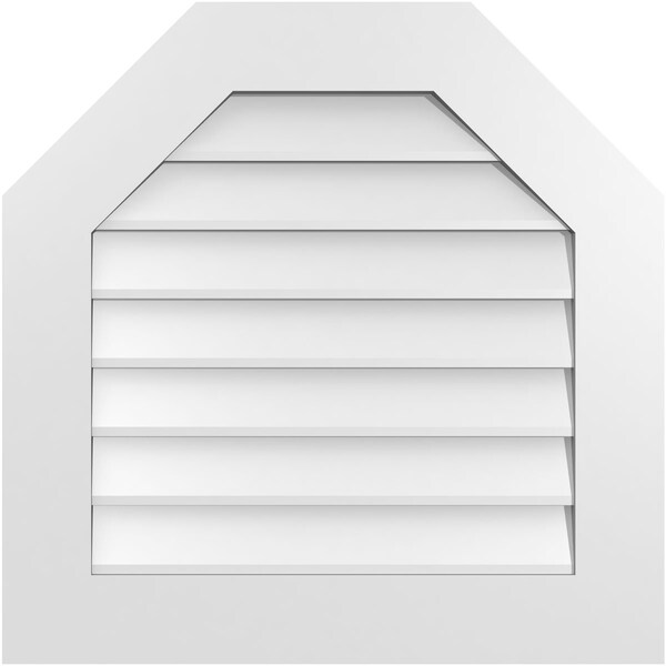 Ekena Millwork Octagonal Top Surface Mount PVC Gable Vent w/ 3-1/2"W x 1"P Standard Frame, 26"W x 26"H - GVPOT26X2601SN