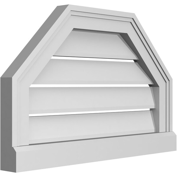 Ekena Millwork Octagonal Top Surface Mount PVC Gable Vent w/ 2"W x 2"P Brickmould Sill Frame, 22"W x 14"H - GVPOT22X1403SF