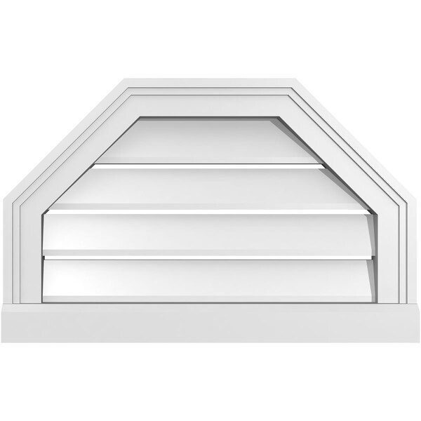 Ekena Millwork Octagonal Top Surface Mount PVC Gable Vent w/ 2"W x 2"P Brickmould Sill Frame, 22"W x 14"H - GVPOT22X1403SF