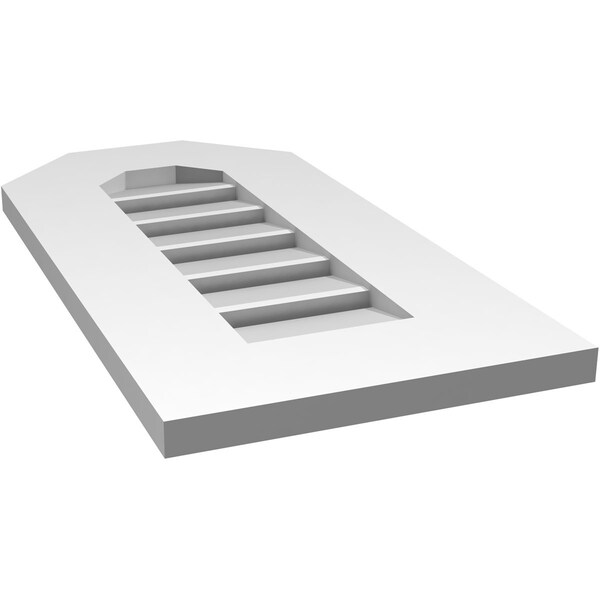 Ekena Millwork Octagonal Top Surface Mount PVC Gable Vent: Functional, w/ 3-1/2"W x 1"P Standard Frame, 12"W x 24"H - GVPOT12X2401SF