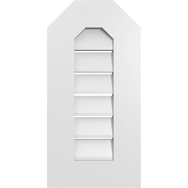 Ekena Millwork Octagonal Top Surface Mount PVC Gable Vent: Functional, w/ 3-1/2"W x 1"P Standard Frame, 12"W x 24"H - GVPOT12X2401SF