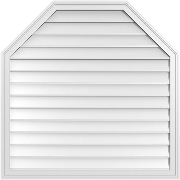 Ekena Millwork Octagonal Top Surface Mount PVC Gable Vent w/ 2"W x 1-1/2"P Brickmould Frame, 40"W x 40"H - GVPOT40X4002SN