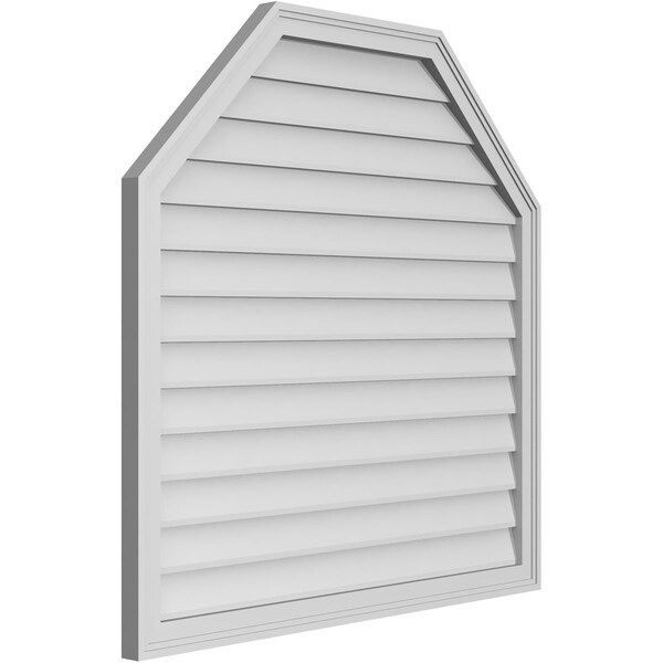 Ekena Millwork Octagonal Top Surface Mount PVC Gable Vent w/ 2"W x 1-1/2"P Brickmould Frame, 40"W x 40"H - GVPOT40X4002SN