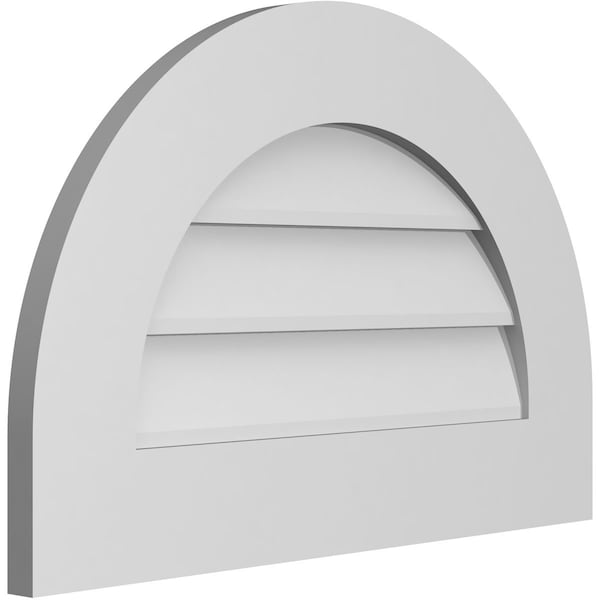 Ekena Millwork Round Top Surface Mount PVC Gable Vent: Non-Functional, w/ 3-1/2"W x 1"P Standard Frame, 24"W x 16"H - GVPRT24X1601SN