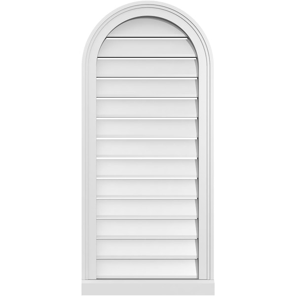 Ekena Millwork Round Top Surface Mount PVC Gable Vent: Functional, w/ 2"W x 2"P Brickmould Sill Frame, 18"W x 40"H - GVPRT18X4003SF