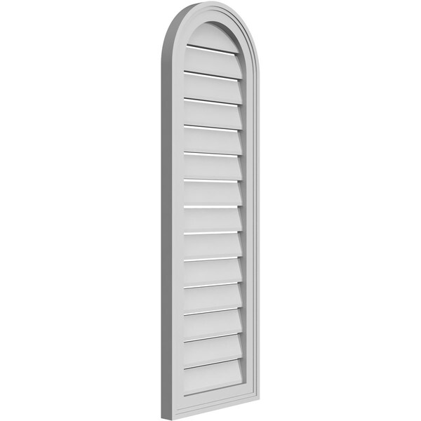 Ekena Millwork Round Top Surface Mount PVC Gable Vent: Functional, w/ 2"W x 1-1/2"P Brickmould Frame, 14"W x 42"H - GVPRT14X4202SF