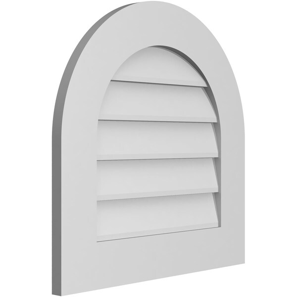 Ekena Millwork Round Top Surface Mount PVC Gable Vent: Non-Functional, w/ 3-1/2"W x 1"P Standard Frame, 22"W x 22"H - GVPRT22X2201SN