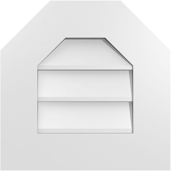 Ekena Millwork Octagonal Top Surface Mount PVC Gable Vent w/ 3-1/2"W x 1"P Standard Frame, 16"W x 16"H - GVPOT16X1601SN
