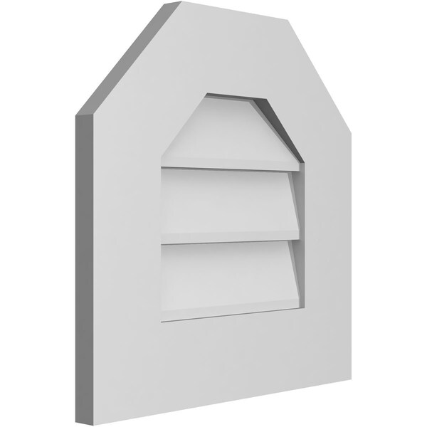 Ekena Millwork Octagonal Top Surface Mount PVC Gable Vent w/ 3-1/2"W x 1"P Standard Frame, 16"W x 16"H - GVPOT16X1601SN