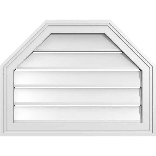 Ekena Millwork Octagonal Top Surface Mount PVC Gable Vent w/ 2"W x 1-1/2"P Brickmould Frame, 24"W x 18"H - GVPOT24X1802SF