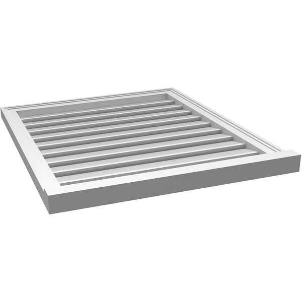 Ekena Millwork Vertical Surface Mount PVC Gable Vent: Functional, w/ 2"W x 2"P Brickmould Sill Frame, 28"W x 32"H - GVPVE28X3203SF