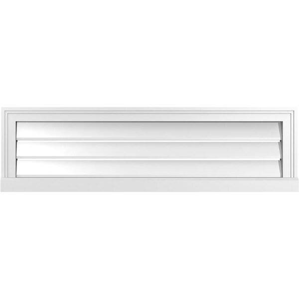 Ekena Millwork Vertical Surface Mount PVC Gable Vent: Functional, w/ 2"W x 2"P Brickmould Sill Frame, 42"W x 12"H - GVPVE42X1203SF