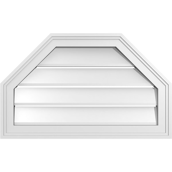 Ekena Millwork Octagonal Top Surface Mount PVC Gable Vent w/ 2"W x 1-1/2"P Brickmould Frame, 26"W x 16"H - GVPOT26X1602SF