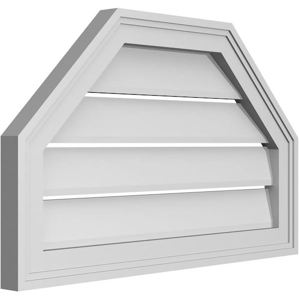 Ekena Millwork Octagonal Top Surface Mount PVC Gable Vent w/ 2"W x 1-1/2"P Brickmould Frame, 26"W x 16"H - GVPOT26X1602SF