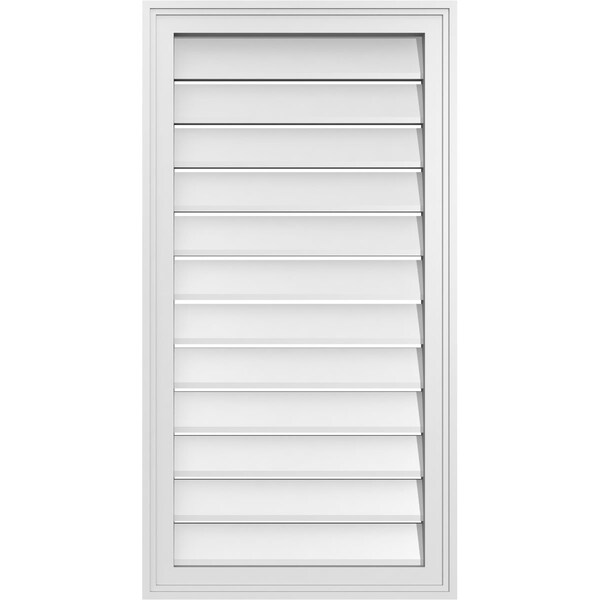 Ekena Millwork Vertical Surface Mount PVC Gable Vent: Functional, w/ 2"W x 1-1/2"P Brickmould Frame, 20"W x 38"H - GVPVE20X3802SF