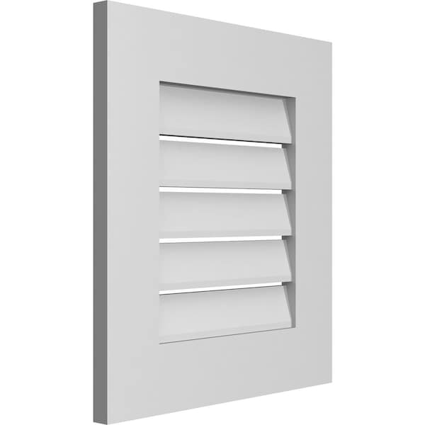 Ekena Millwork Vertical Surface Mount PVC Gable Vent: Functional, w/ 3-1/2"W x 1"P Standard Frame, 18"W x 20"H - GVPVE18X2001SF