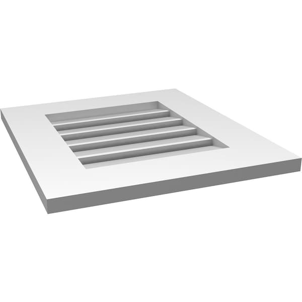 Ekena Millwork Vertical Surface Mount PVC Gable Vent: Functional, w/ 3-1/2"W x 1"P Standard Frame, 18"W x 20"H - GVPVE18X2001SF