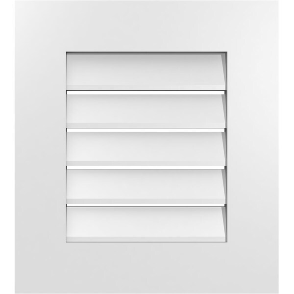 Ekena Millwork Vertical Surface Mount PVC Gable Vent: Functional, w/ 3-1/2"W x 1"P Standard Frame, 18"W x 20"H - GVPVE18X2001SF