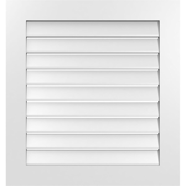 Ekena Millwork Vertical Surface Mount PVC Gable Vent: Functional, w/ 3-1/2"W x 1"P Standard Frame, 30"W x 32"H - GVPVE30X3201SF