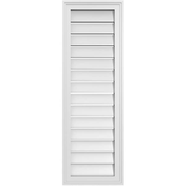 Ekena Millwork Vertical Surface Mount PVC Gable Vent: Functional, w/ 2"W x 1-1/2"P Brickmould Frame, 14"W x 42"H - GVPVE14X4202SF