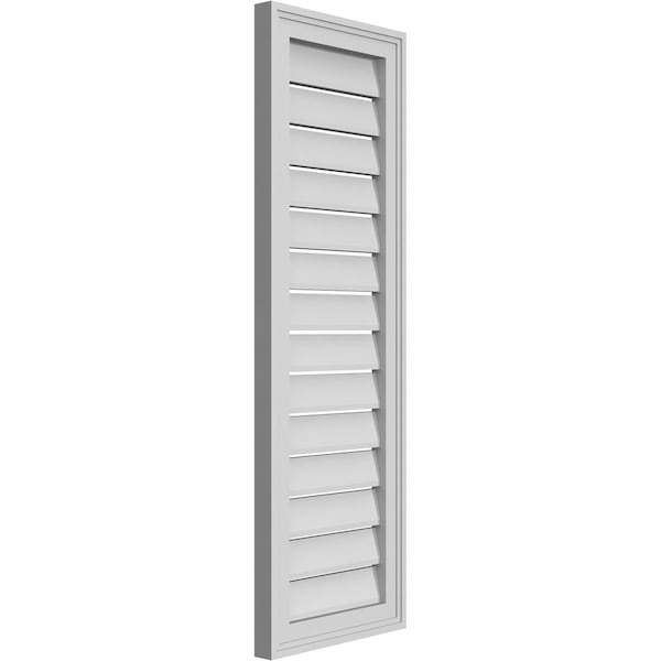 Ekena Millwork Vertical Surface Mount PVC Gable Vent: Functional, w/ 2"W x 1-1/2"P Brickmould Frame, 14"W x 42"H - GVPVE14X4202SF