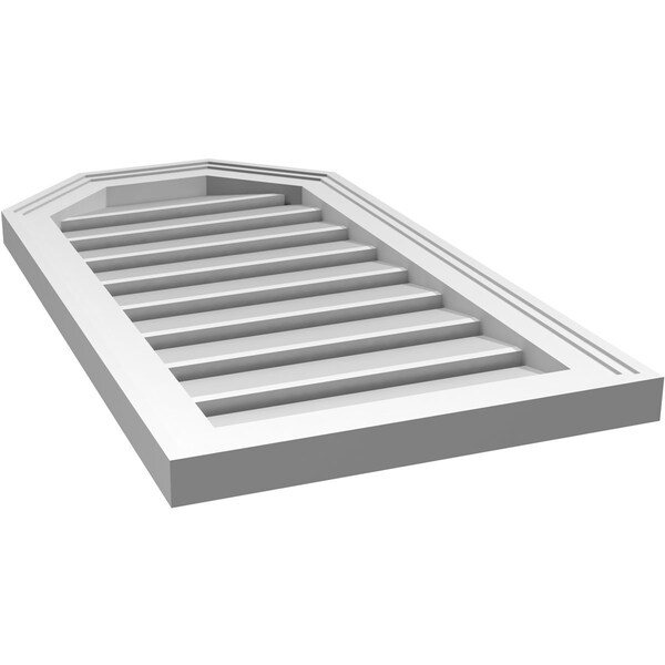 Ekena Millwork Octagonal Top Surface Mount PVC Gable Vent w/ 2"W x 1-1/2"P Brickmould Frame, 16"W x 30"H - GVPOT16X3002SF