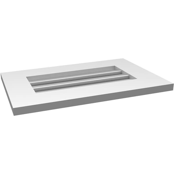 Ekena Millwork Vertical Surface Mount PVC Gable Vent: Functional, w/ 3-1/2"W x 1"P Standard Frame, 22"W x 14"H - GVPVE22X1401SF